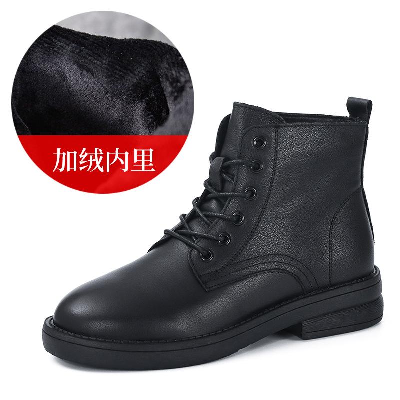 Leather Martin Boots Women's 2026 Autumn and Winter New British Style Women's Shoes Boots Lace-up Round Head Small Short Boots