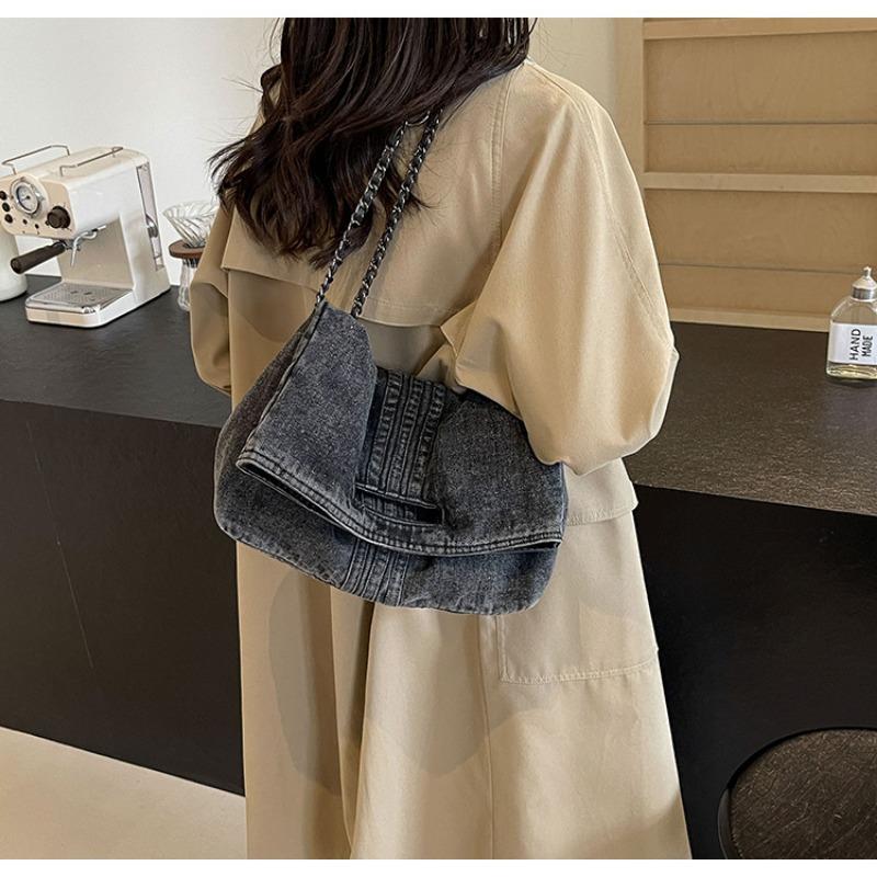 New Style Large Capacity Commuter Bag for Women, Fashionable Denim Tote Bag