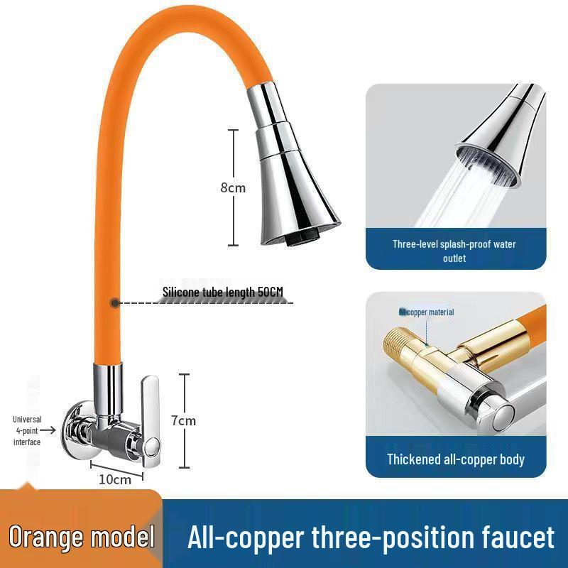 Wall-Mounted Rotatable Kitchen Faucet for Sink and Basin