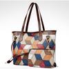 Contrasting color plaid splicing shoulder handbag