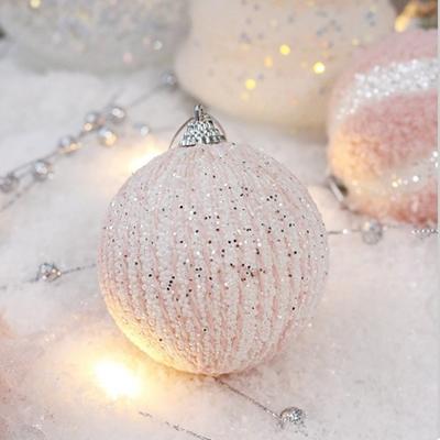 18 Stück Rosa Galvanisierte Kugeln Weihnachtsbaumkugel Anhänger Kunststoff Neujahr Weihnachtsdekorationen DIY Bastelarbeiten Bemalte Hängende Verzierung