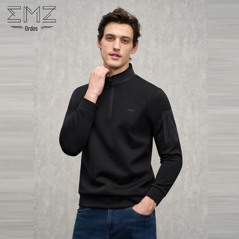 EMZ Men s Solid Stand Collar Pullover Sweatshirt XL