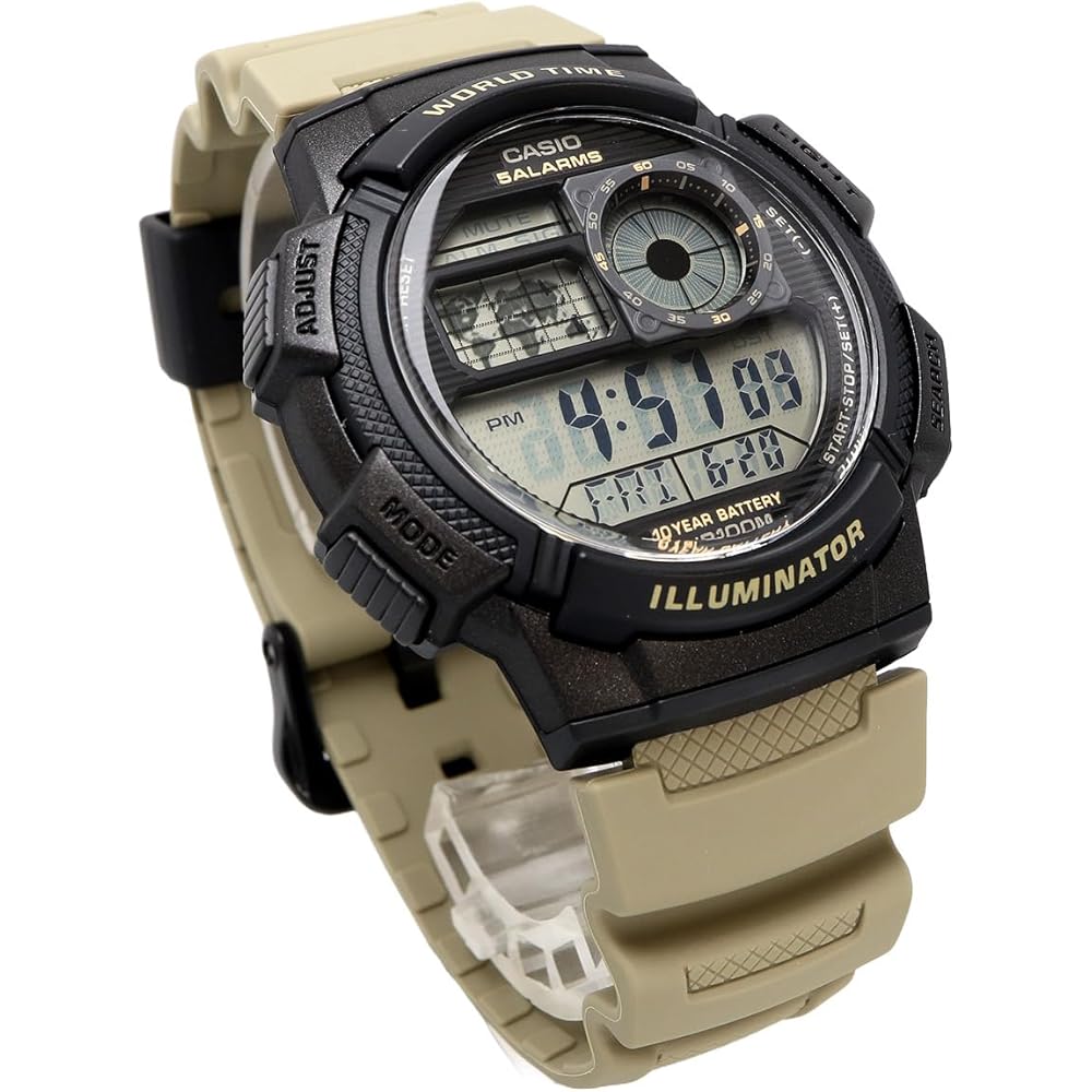 Casio World Time Digital Men's Watch AE-1000W-5AV Black Green Color Overseas Model