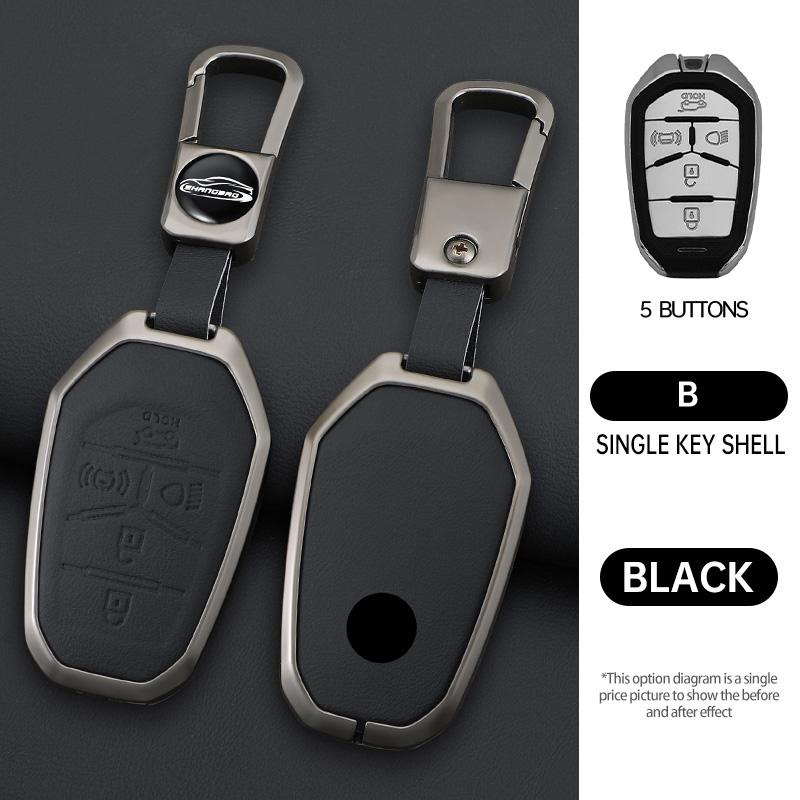 

Zinc Alloy Leather Car Remote Key Case Cover Shell Fob For Ssang Yong G4 Rexton Protective Keychain Styling Accessories
