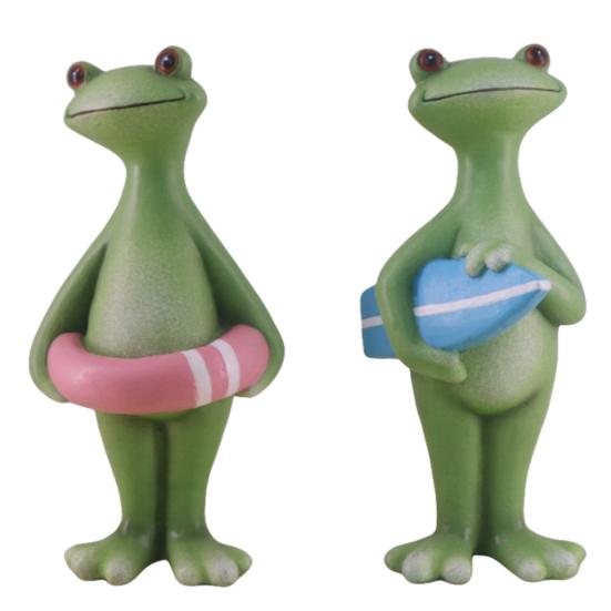 Vacation Frog Statue Resin Surfing Swimming Frog Ornament Collectible Frog Figurine Animal Sculpture for Garden Home Office Desk