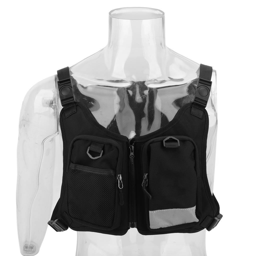 Chest Bag Oxford Cloth Shoulder Strap Adjustable Reflective Strip Stylish Running Bag Chest Pack