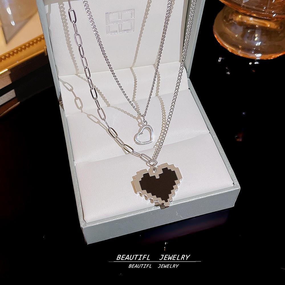 18K Gold Titanium Rhombus Clavicle Chain Necklace - Women’s Trendy Geometric Choker Pendant