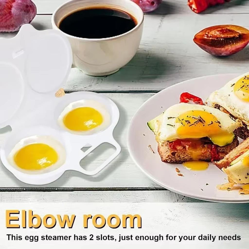 Microwave Egg Steamer Box 2-Cell Plastic Egg Cooker Heat Resistant Easy Clean Creative Kitchen Gadget