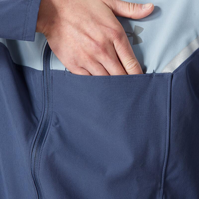 Under Armour Fashion Woven Quick-Dry Casual Hooded Jacket Men Jackets Blue 1389255-044