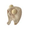 Children Acrylic Hat Kids Warm Hat Kids Winter Hat with Bear Ear Design Button Closure Elastic Band Solid Color Winter Cap