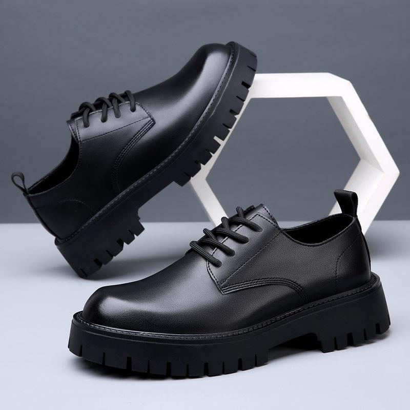Fashion Genuine Leather Shoes Men Brand Footwear Thick Sole Non-slip Cow Leather Mens Casual Shoes DX018