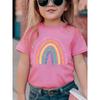 Camiseta Bonita para Niñas Estampado Musical Arcoíris Moda Infantil Cuello Redondo Manga Corta Ropa Regalo Tops para Niños