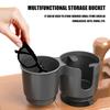Car Center Console Organizer With Cup Holders And Detachable Storage Container Space Saving Plastic Construction