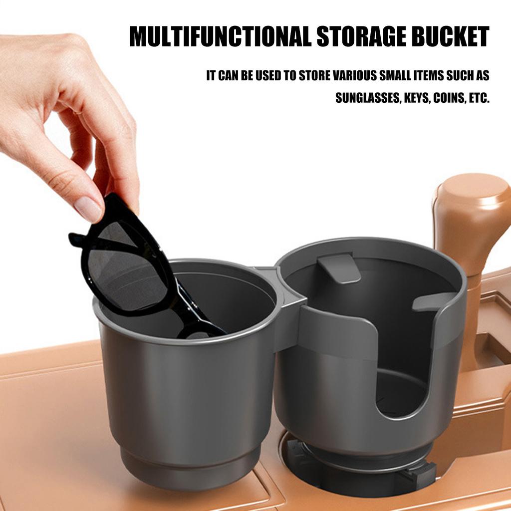 Car Center Console Organizer With Cup Holders And Detachable Storage Container Space Saving Plastic Construction