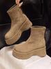 Fashion Platform Woman Ankle Boots Fashion Round Toe Height Increase Shoes Punk Style Ladies Modern Bottes