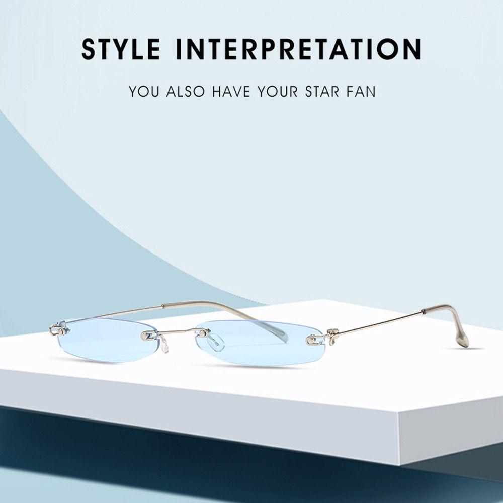 Clear Colored Lens Rectangle Sunglasses Narrow Punk Shades Streetwear Accessories  for Women & Men