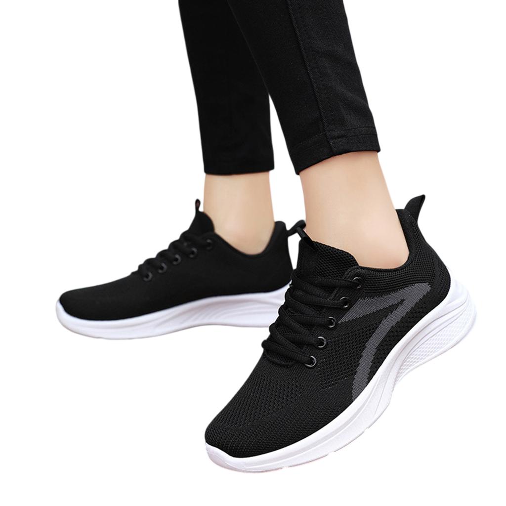Women's Lightweight Mesh Sneakers Lace Up Breathable Walking Shoes Slip Resistant Sole Athletic Casual Trainers