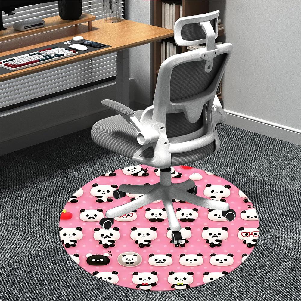 

1pc Panda Party Office Round Area Rug, Indoor Mat Suitable For Office, Under Office Chairs Bedroom Living Room Home Decor, Room Deco 80cm