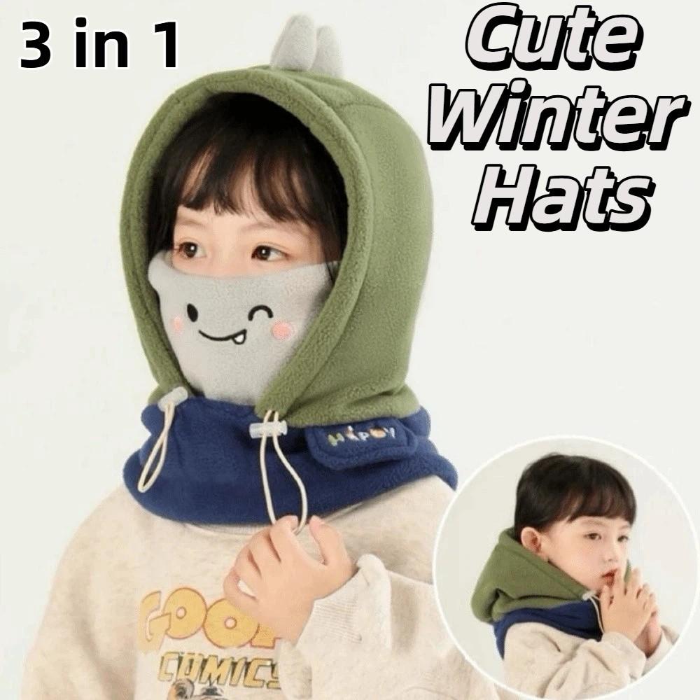 3 In 1 Cute Winter Hats Maskscarf Plush Cartoon Balaclava Hat Keep Warm Soft Cartoon Animal Beanie Hats Winter Season