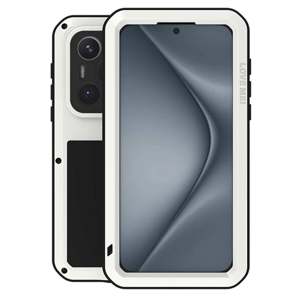 

LOVE MEI For Huawei Pura 70 Pro/Pura 70 Pro+ Case Metal+Silicone Phone Cover with Screen Film White