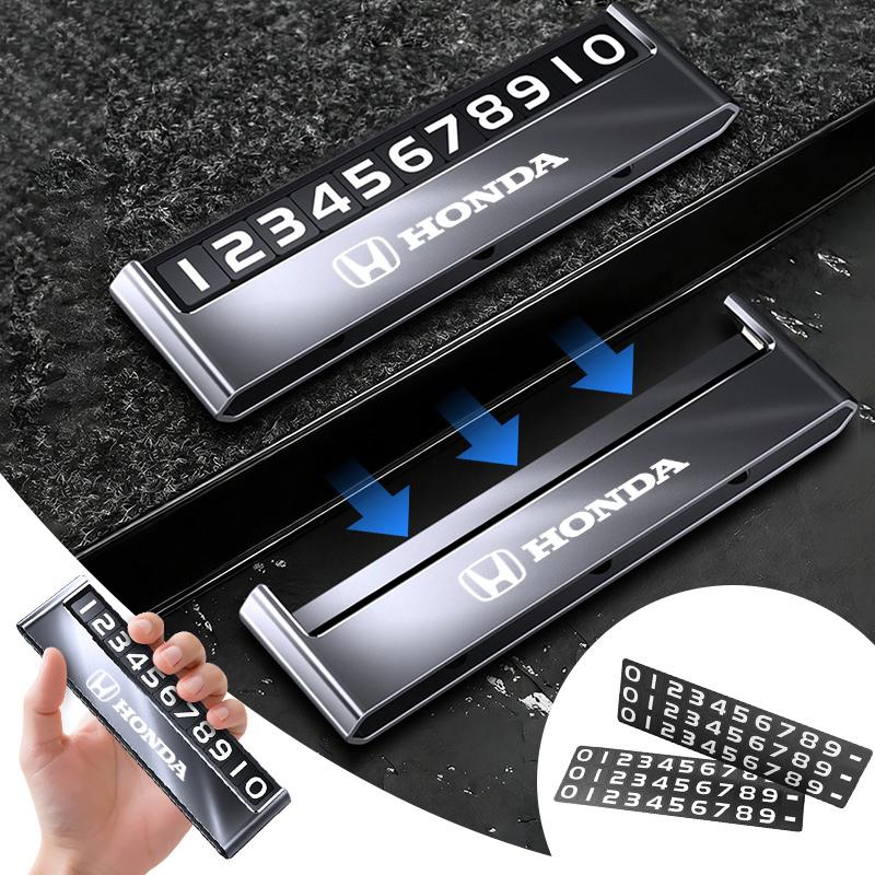 ARC1 Car Temporary Parking Number Plate Metal Phone Number Card Auto Interior Accessories For Honda Civic Fit Jazz Accord Pilot CRV