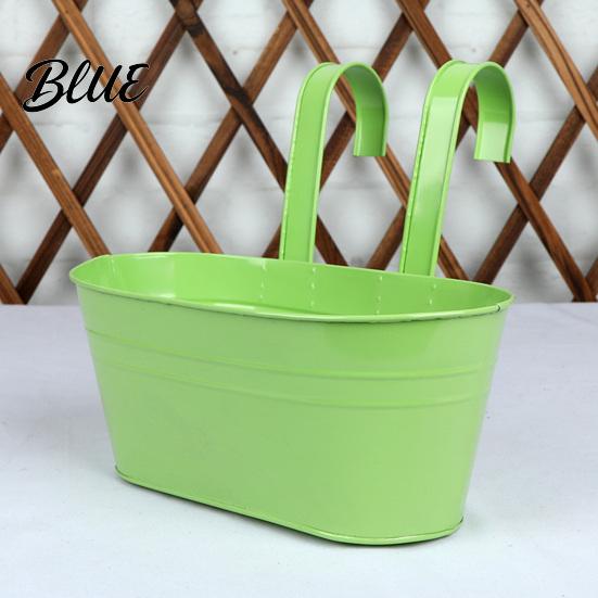 Metal Flower Pots with Hooks Hanging Planter Pot Drainage Holes Detachable Hooks Balcony Railing Planter Boxes Plant for Garden Fence Indoor
