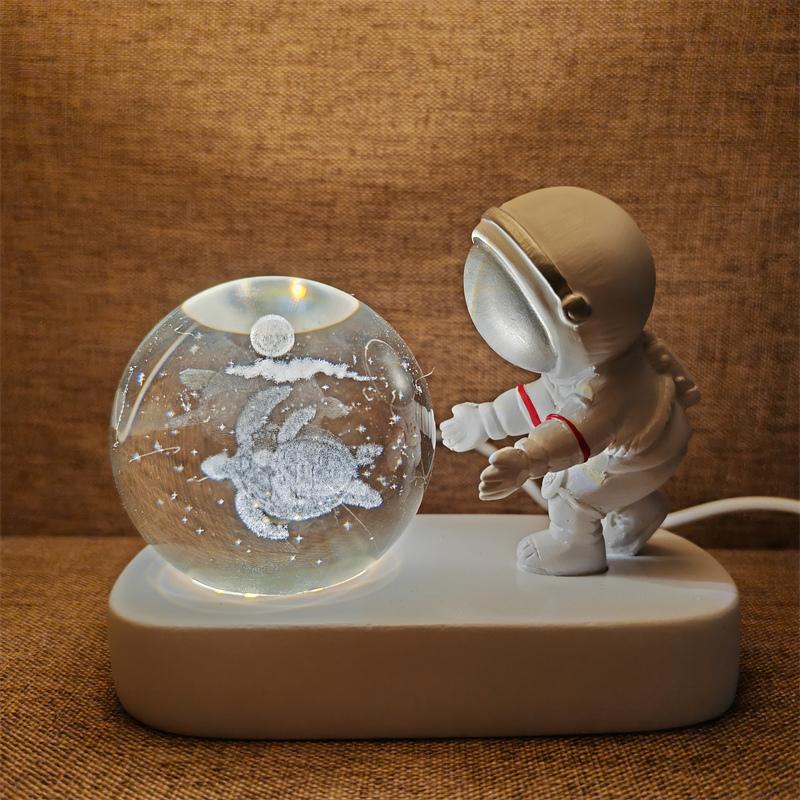 Astronaut Creativ 3D Minge de Cristal Led Lumină de noapte pentru Dormitor Copii Planetă Spațiu Lampă Sistem Solar USB Cadou de Crăciun pentru copii