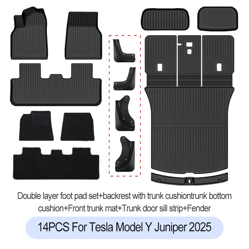For Tesla New Model Y Juniper Premium/Performance 2025+ TPE Floor Mats Luggage Mat Wear-resistant Foot Pads ModelY Trunk Mats