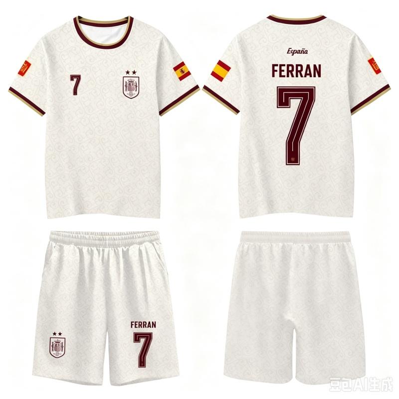 2026 Spanien Team Uniform Yamal Fußball Uniform T-Shirt und Shorts Kurze Hosen Herren Freizeit Hosen Sporthosen Familie Kinder T-Shirts Set