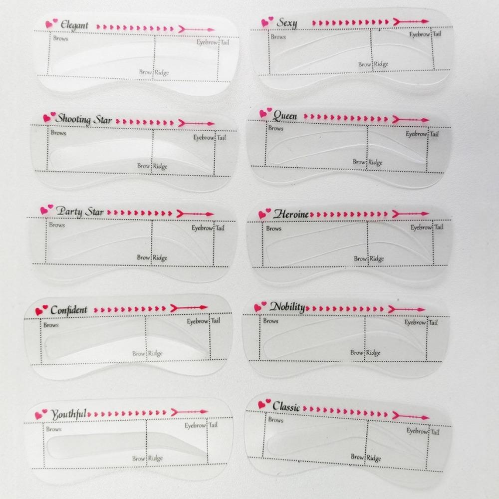 Silicone Color Eyebrow Card Drawing Aid Makeup Tool European Style Beginner Eyebrow Grooming Accessory 11 Piece