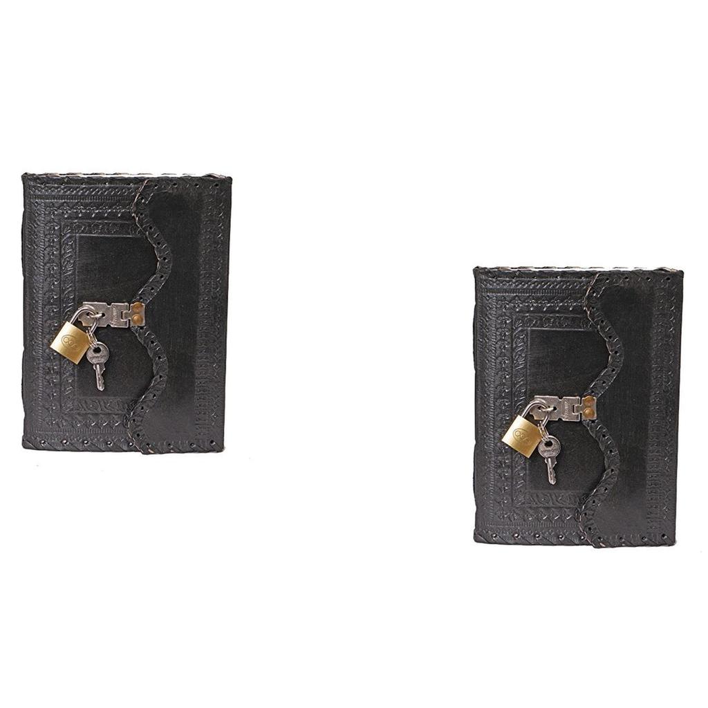 Pack of 2 Leather Diary Journal With Lock Notepad Writing Book With Lock And Key Handmade