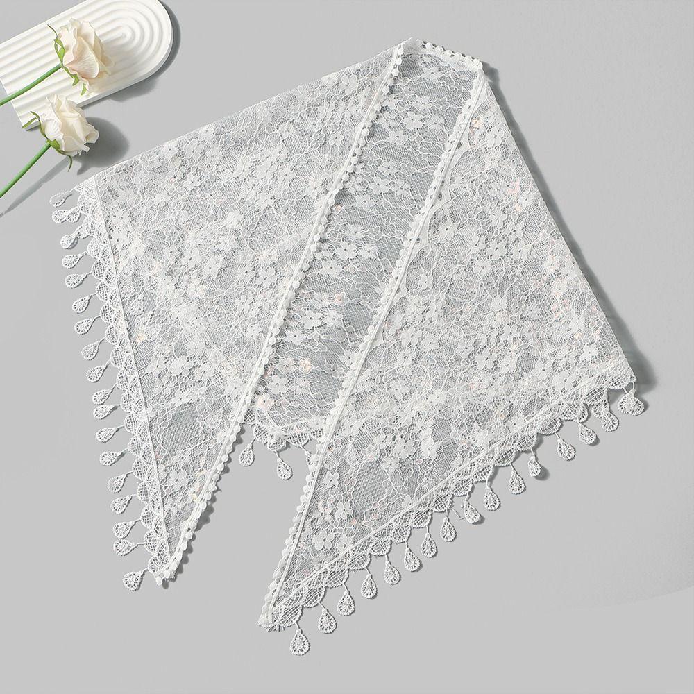 Vintage Lace Flower Hair Scarf Shawl Cute Triangle Head Scarf Bandanas for Women  Photography