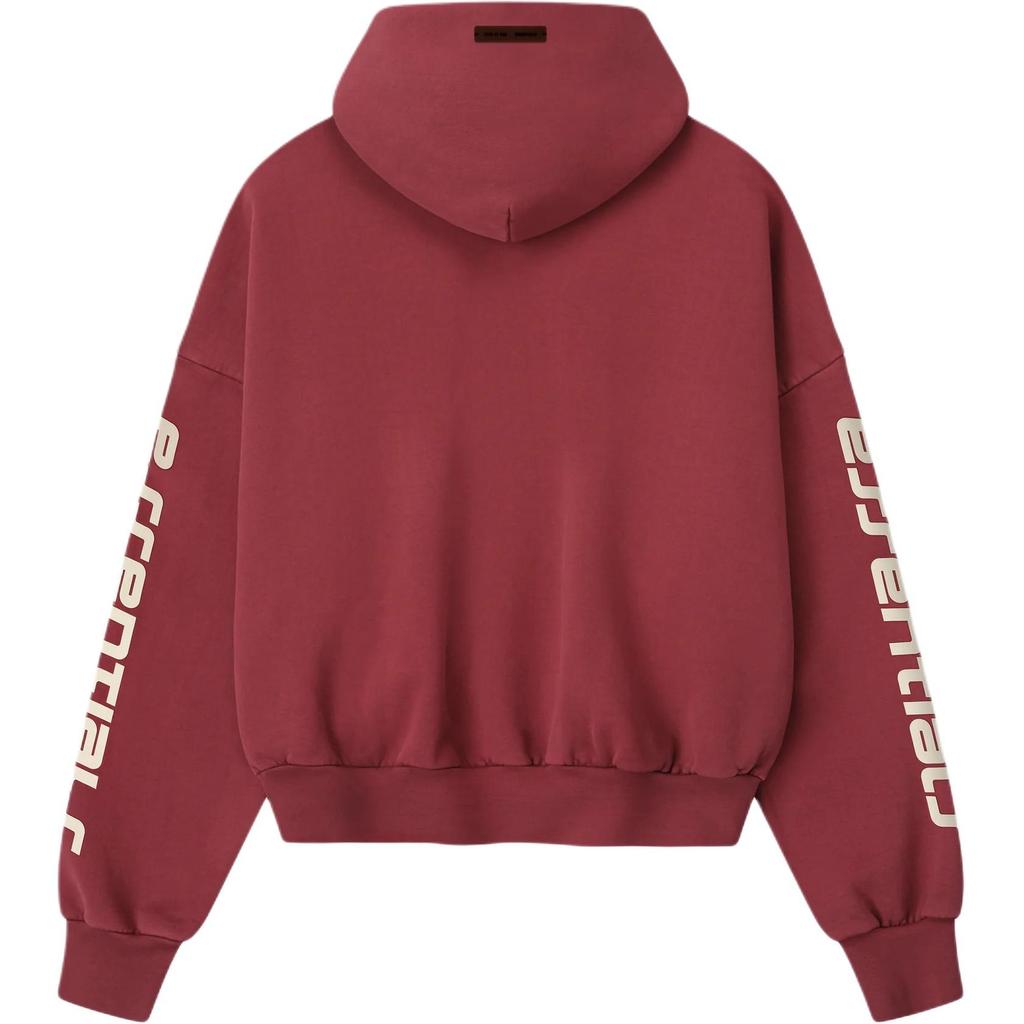 Fear of God Essentials Cropped Relaxed Hoodie 'Crimson' Men's 192HO256901F