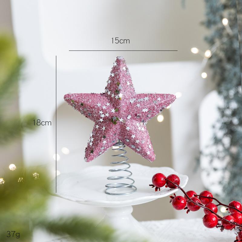New Christmas tree top star decoration Sticky pink diamond scene foam pentagram Christmas tree top decoration