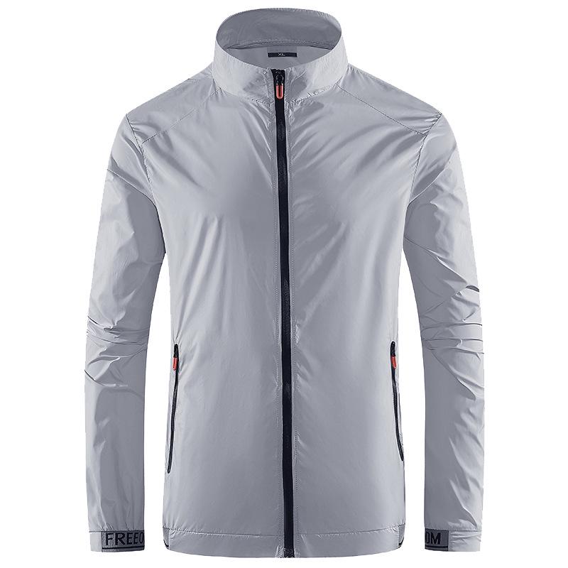 Men's Quick-Dry Ice Silk Sun Protection Jacket - Summer Lightweight Stand Collar Sports Top