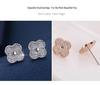 Micro Four-Leaf Clover Copper Needle Ear Studs with Rhinestones - Sweet, Girly Jewelry Niche Earrings In Stock