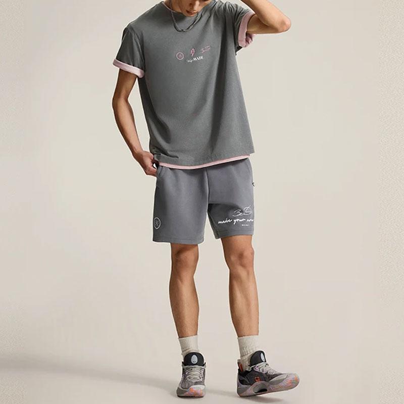Li-Ning Wade Series Letter Print Ice Feel Loose Casual Shorts Men shorts Shadow-Gray AKSU371-1