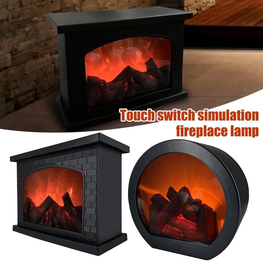Touch Switch LED Fireplace Lantern Premium Simulation Log Fire Place Lantern Christmas Decorative Fireplace Lamp
