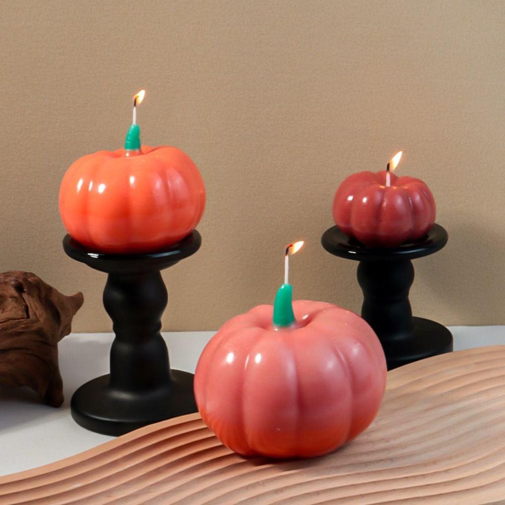 

Silica Gel Pumpkin Candle Mold Steric Halloween DIY Mold Decorative Gifts