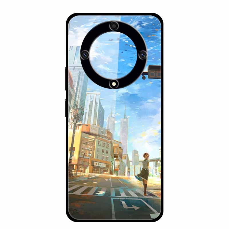 

Tempered Glass Case For Honor Magic5 Lite 5G Cover Luxury Hard Back Cover for Huawei Honor Magic 5 Lite Cases Protective Fashion Magic5 Lite 5G светло-фиолетовый