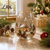 Bicchiere Decorativo Invernale 330ML Tazza d'Acqua Natalizia, Motivo Ghirlanda/Babbo Natale/Alce/Calze/Pupazzo di Neve Bicchiere Decorativo Festivo con Tema Vino, Caffè,