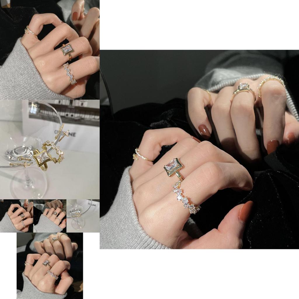 Stunning Korean Water Diamond Wave Cross Geometric Ring For Women Adjustable Size Fashion 2023