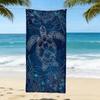 1 Piece Deep Blue Turtle-Print Beach Towel, Ultra-Fine Fiber Bath Towel, Absorbent And Quick-Drying Swimming Towel,