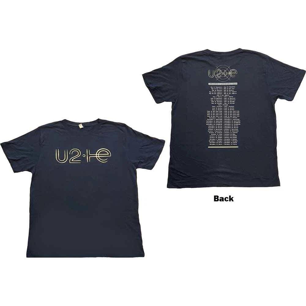 U2 Unisex T-Shirt: I+E 2015 Tour Dates (Back Print) (Ex-Tour) (Medium) M