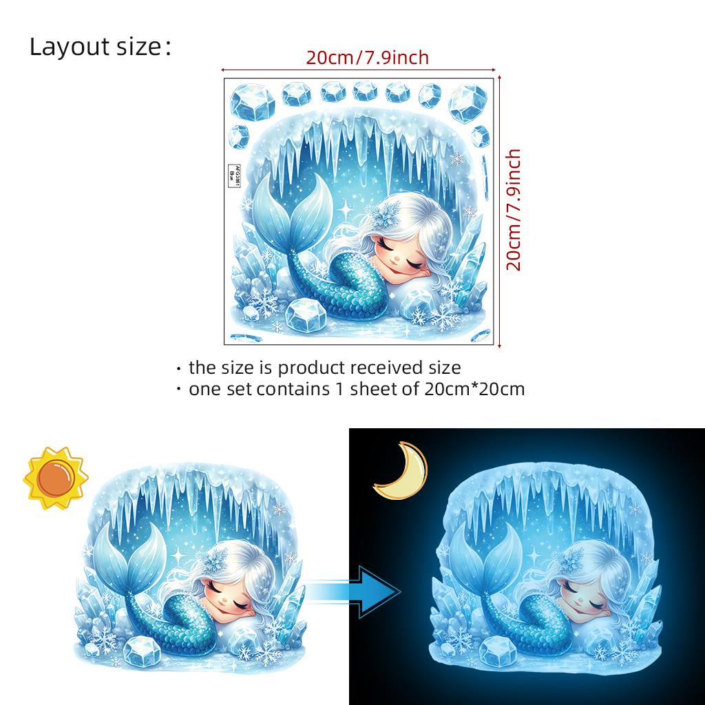 

AFG3861 Светящаяся русалка Лед и Снег Съемная наклейка на стену