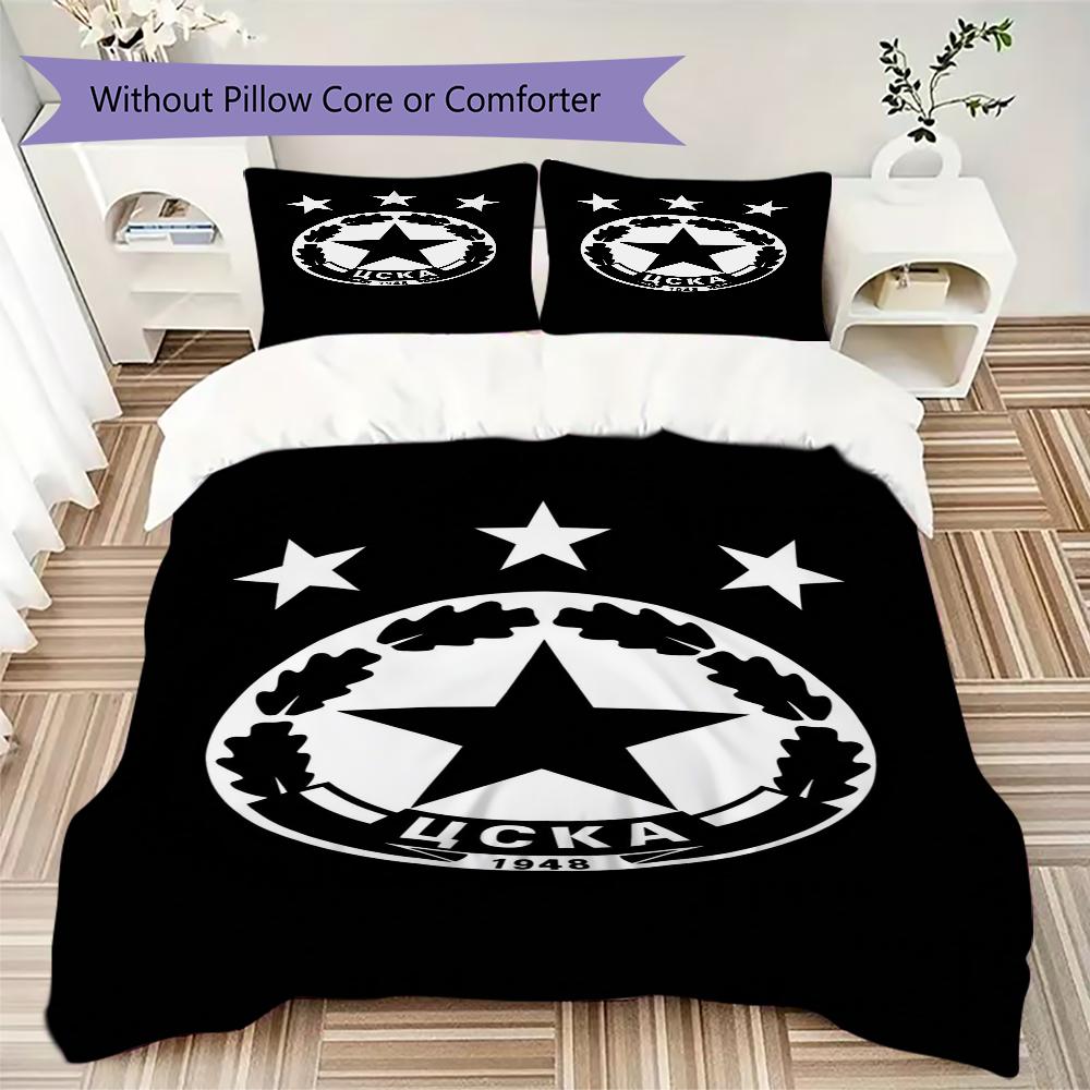 PFC CSKA Sofia Pattern Bedding uilt Set uilt Cover Pillowcase Home Decoration Birthday Gift (1 * duvet cover + 2 * pillowcase without core)