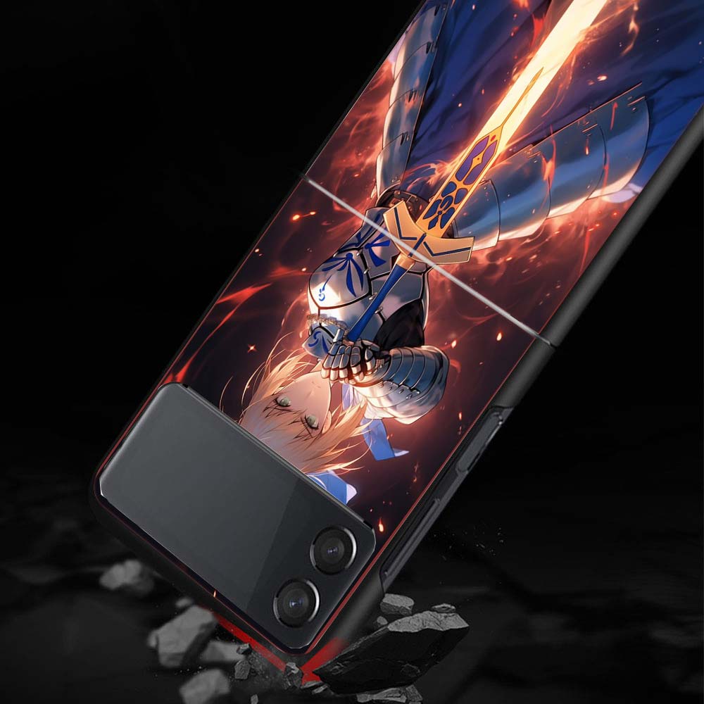 Fate Zero Stay Night Saber Phone Case For Samsung Galaxy Z Flip 7 6 5 4 3 5G Shockproof Cover Z Flip7 Flip6 ZFlip5 Flip3 Flip4 L