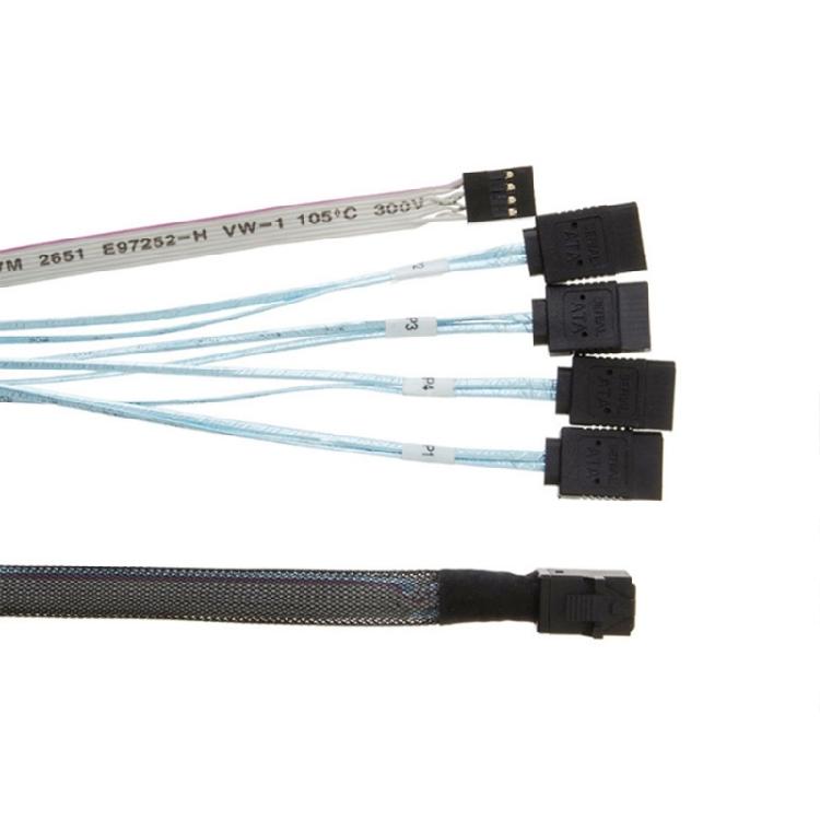 MiniSAS Host SFF-8643 zu 4SATA Backplane-Kabel, 0,5 m mit Sideband für verbesserte Datenintegrität