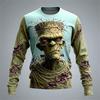 Monster Print Casual Men's Long-sleeved T-shirt Outdoor Vacation Round-neck Long-sleeved Spring and Autumn Clothing