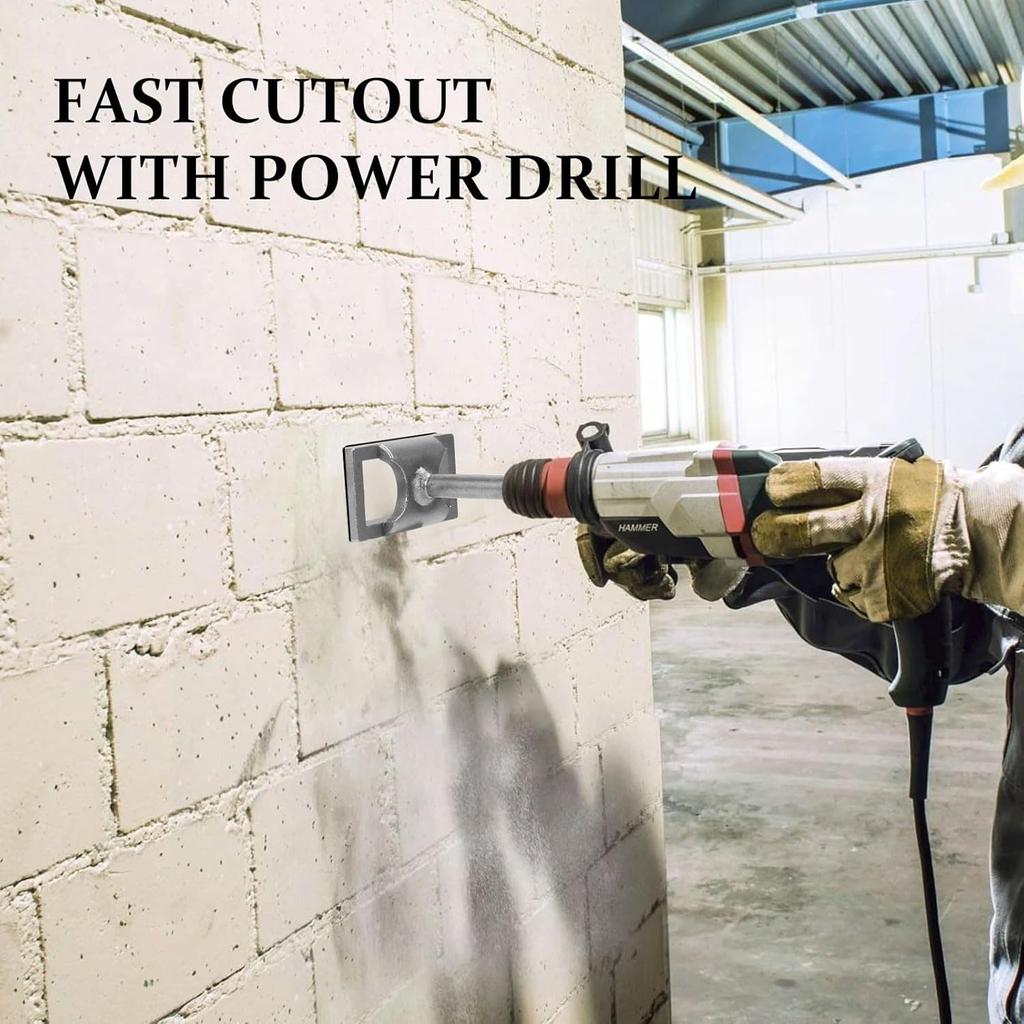 Square Hole Cutter for Electrical Box, Manganese Steel Rectangle Slot Cutter for Electric Hammer, Fast Wall Square Hole Puncher for Brick Concrete